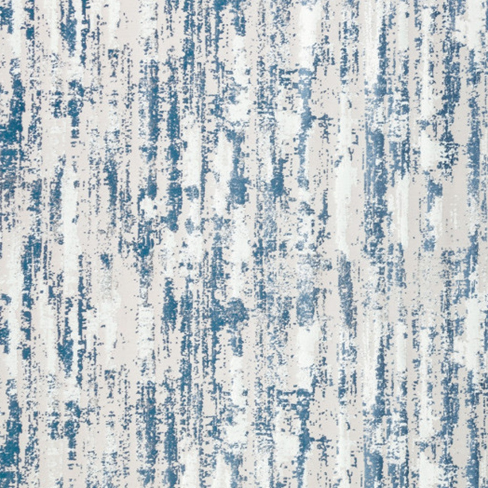 5' X 8' Blue and White Abstract Washable Non Skid Area Rug