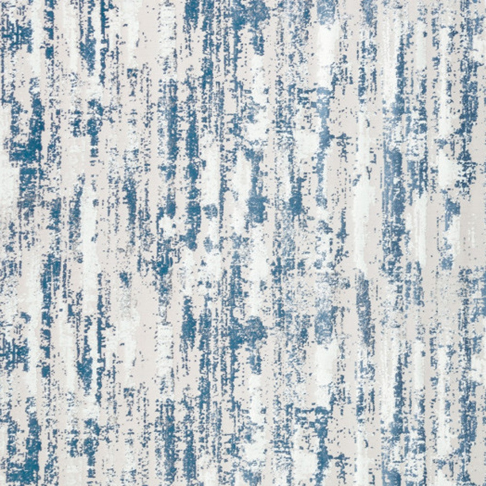 5' X 8' Blue and White Abstract Washable Non Skid Area Rug