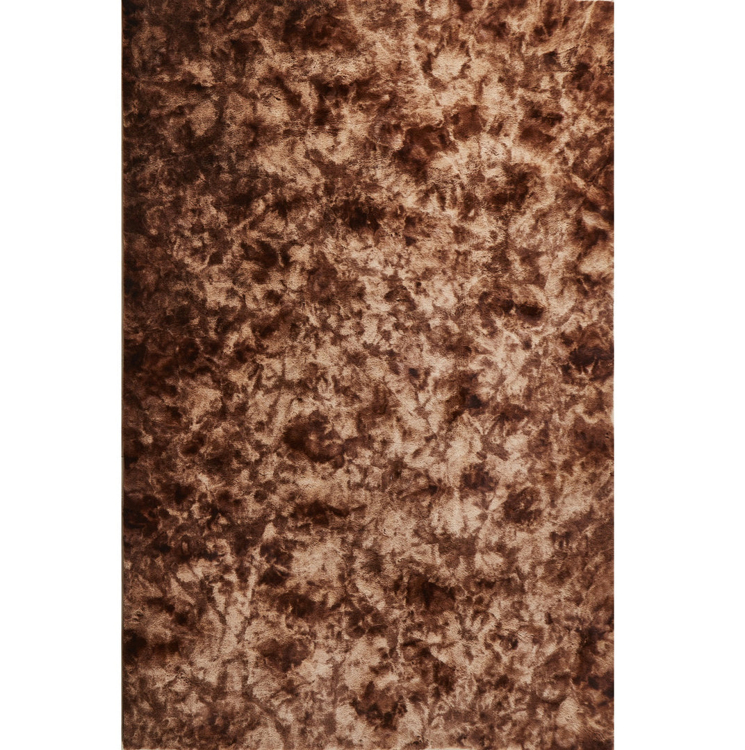 5' X 8' Brown and Bronze Faux Fur Shag Non Skid Area Rug