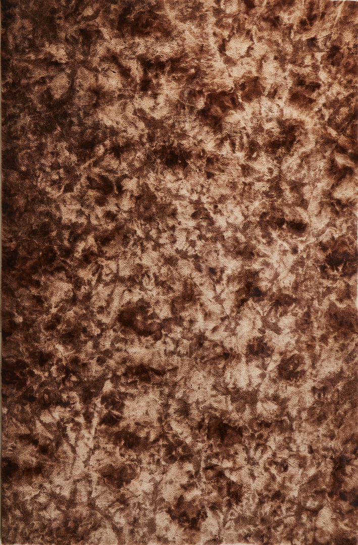 5' X 8' Brown and Bronze Faux Fur Shag Non Skid Area Rug