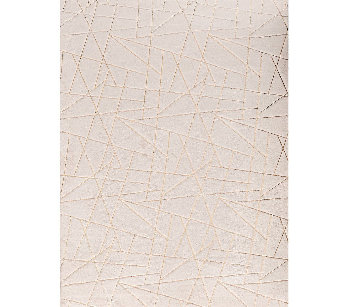 2' X 3' Beige and Gold Faux Fur Abstract Shag Non Skid Area Rug