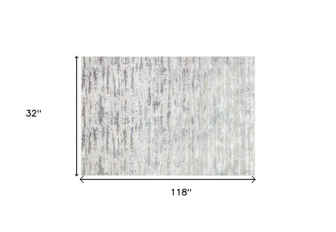 5' X 8' Black and Silver Abstract Washable Non Skid Area Rug