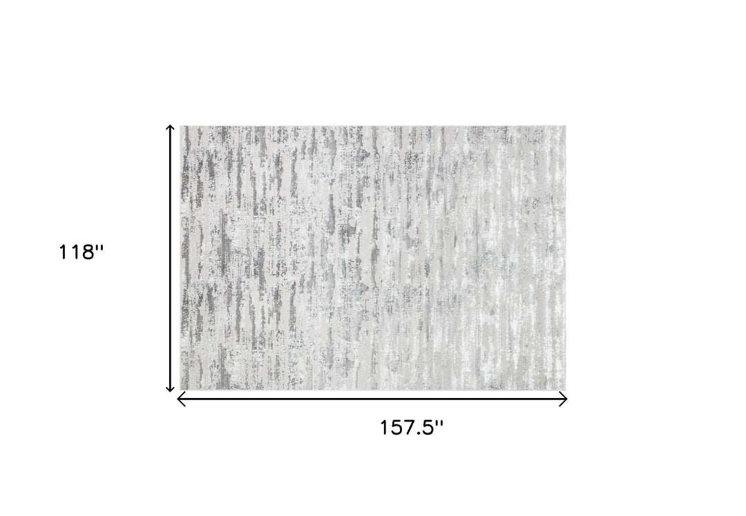 5' X 8' Black and Silver Abstract Washable Non Skid Area Rug