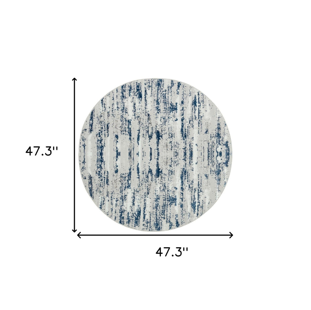 5' X 8' Blue and White Abstract Washable Non Skid Area Rug