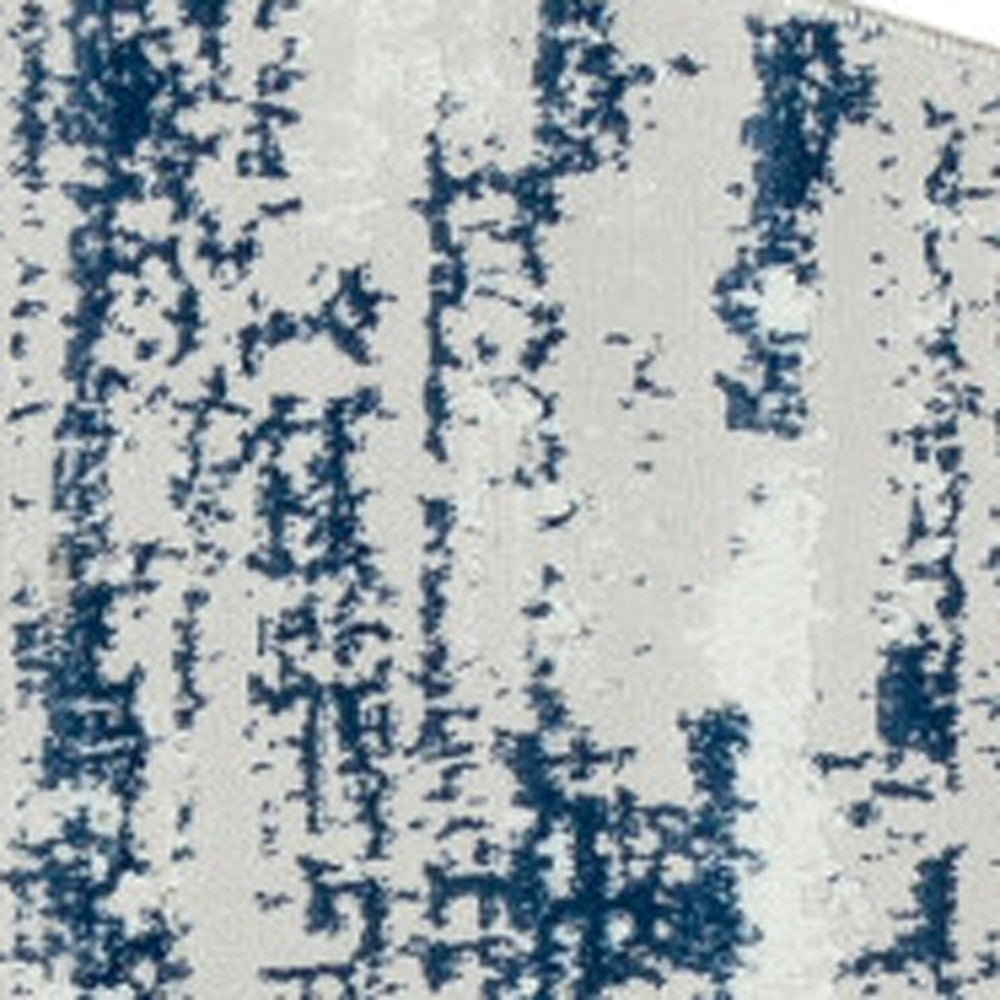 5' X 8' Blue and White Abstract Washable Non Skid Area Rug