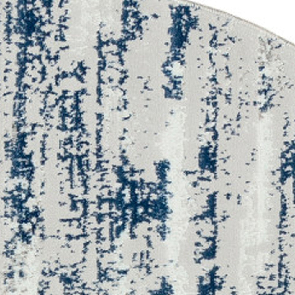 5' X 8' Blue and White Abstract Washable Non Skid Area Rug