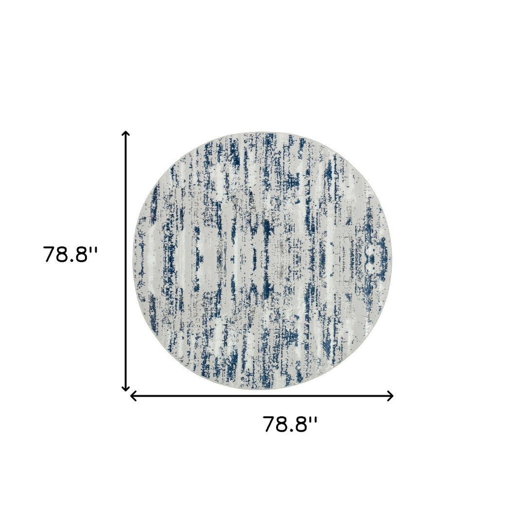 5' X 8' Blue and White Abstract Washable Non Skid Area Rug