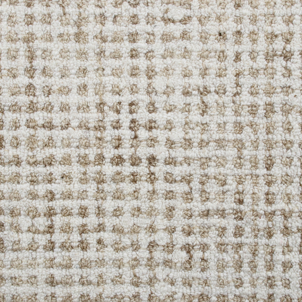 5' X 7' Beige and Ivory Wool Checkered Hand Tufted Area Rug