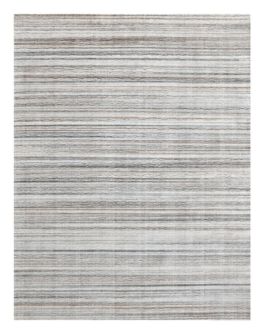 8' X 10' Beige and Gray Wool Blend Abstract Lines Hand Loomed Area Rug