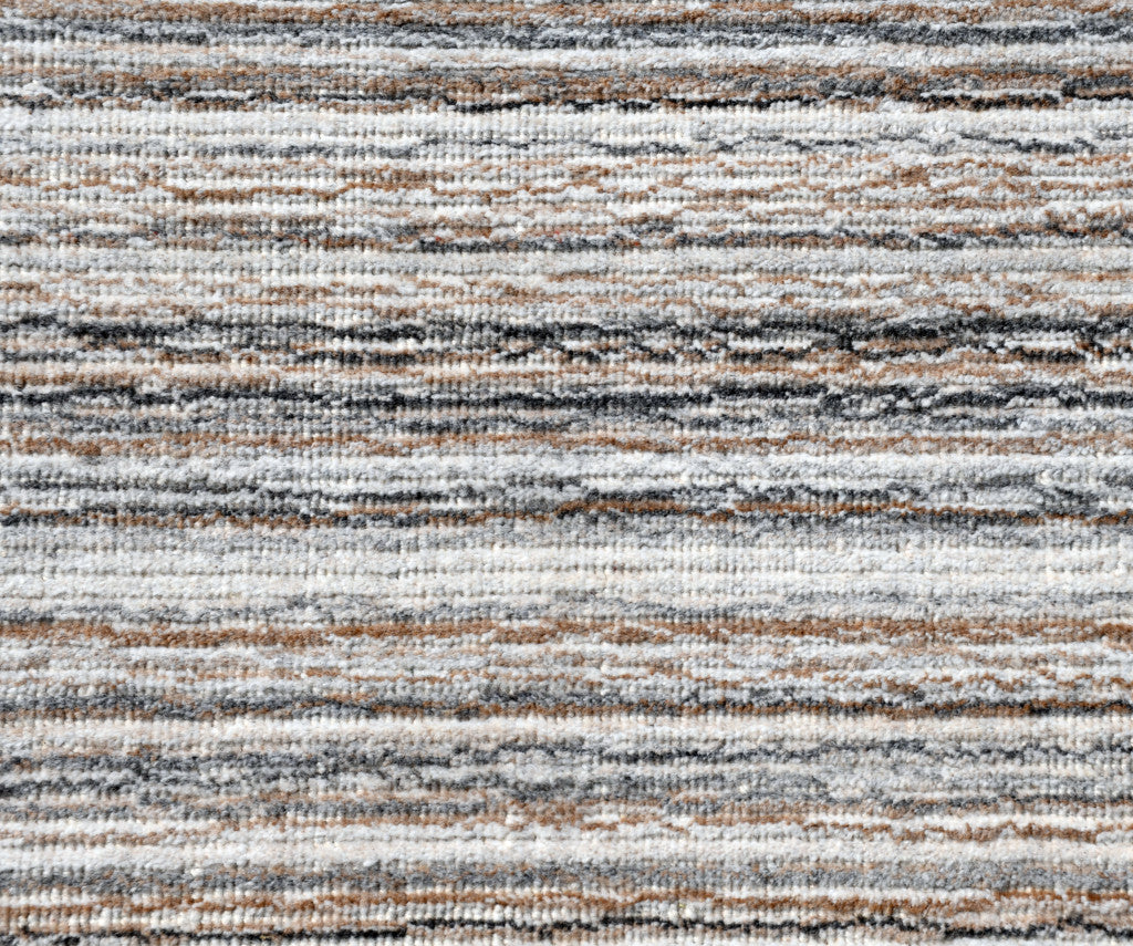 8' X 10' Beige and Gray Wool Blend Abstract Lines Hand Loomed Area Rug