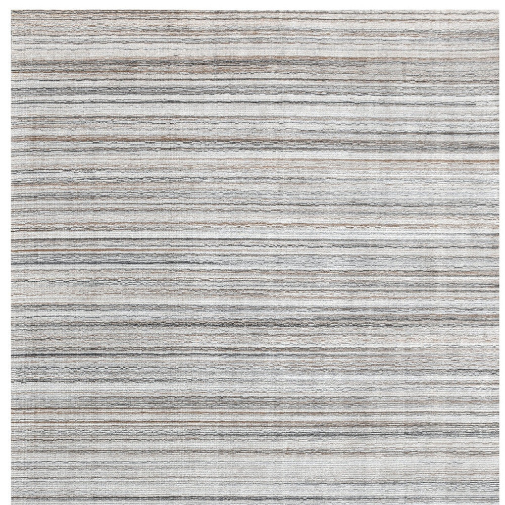 8' X 10' Beige and Gray Wool Blend Abstract Lines Hand Loomed Area Rug