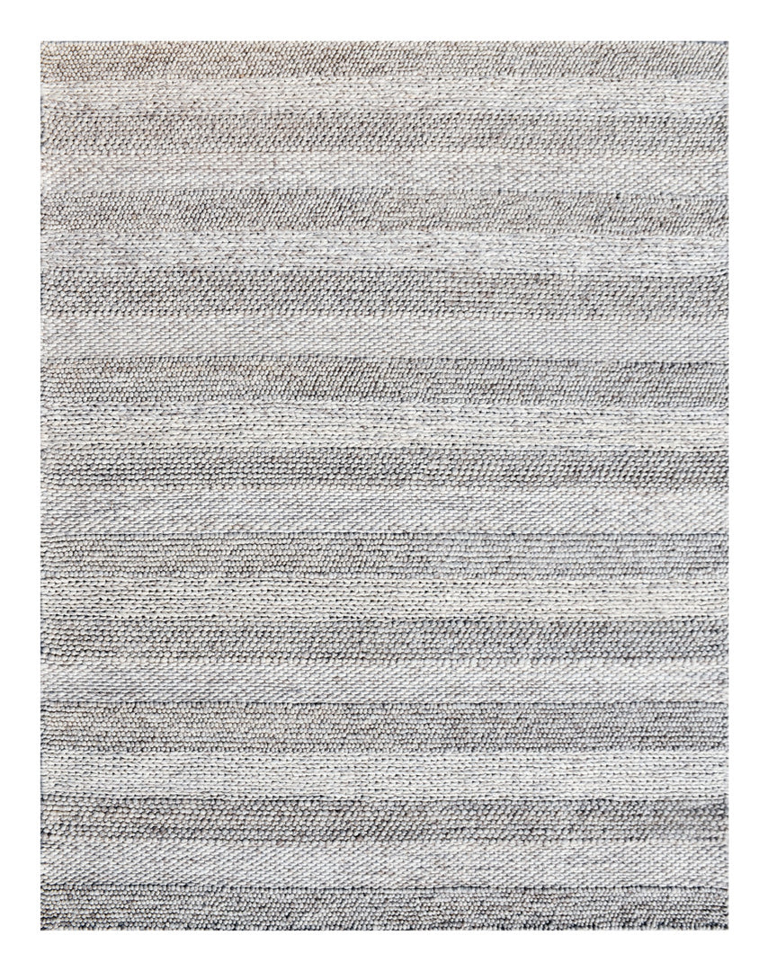 8' X 10' Beige and Gray Wool Blend Striped Hand Loomed Area Rug