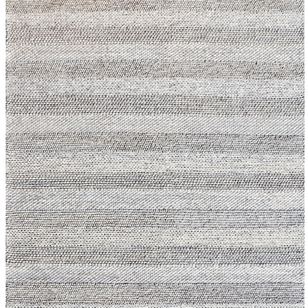 8' X 10' Beige and Gray Wool Blend Striped Hand Loomed Area Rug