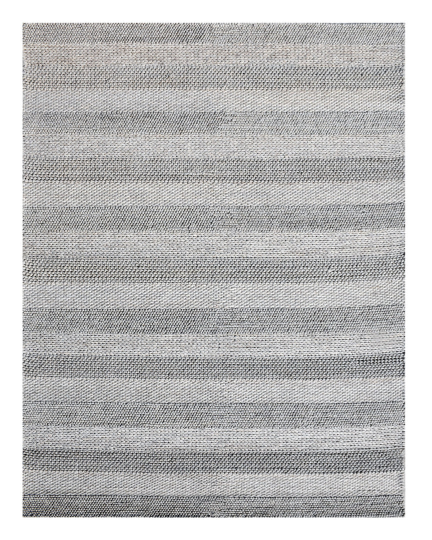 8' X 10' Beige and Gray Wool Blend Striped Hand Loomed Area Rug