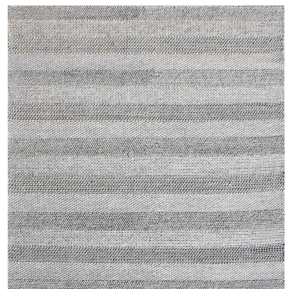 8' X 10' Beige and Gray Wool Blend Striped Hand Loomed Area Rug