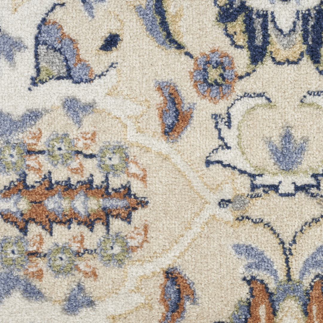 3' X 5' Beige and Blue Floral Power Loom Area Rug