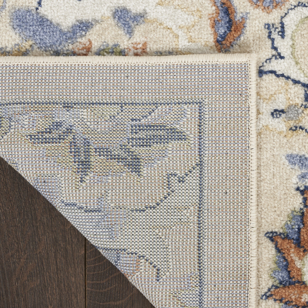 3' X 5' Beige and Blue Floral Power Loom Area Rug