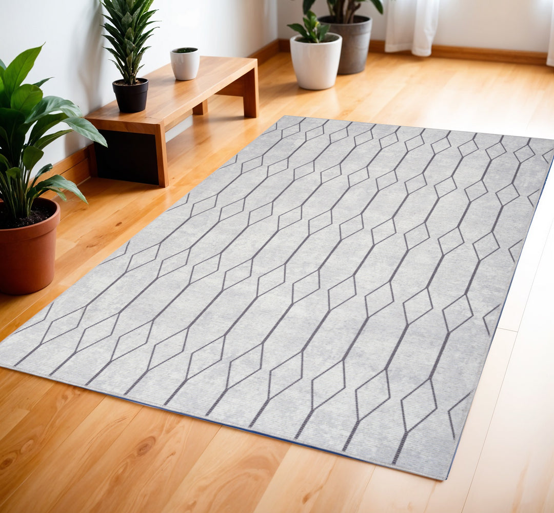 4' X 6' Ivory and Gray Geometric Power Loom Area Rug