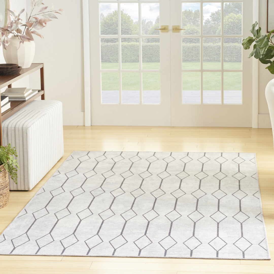 4' X 6' Ivory and Gray Geometric Power Loom Area Rug