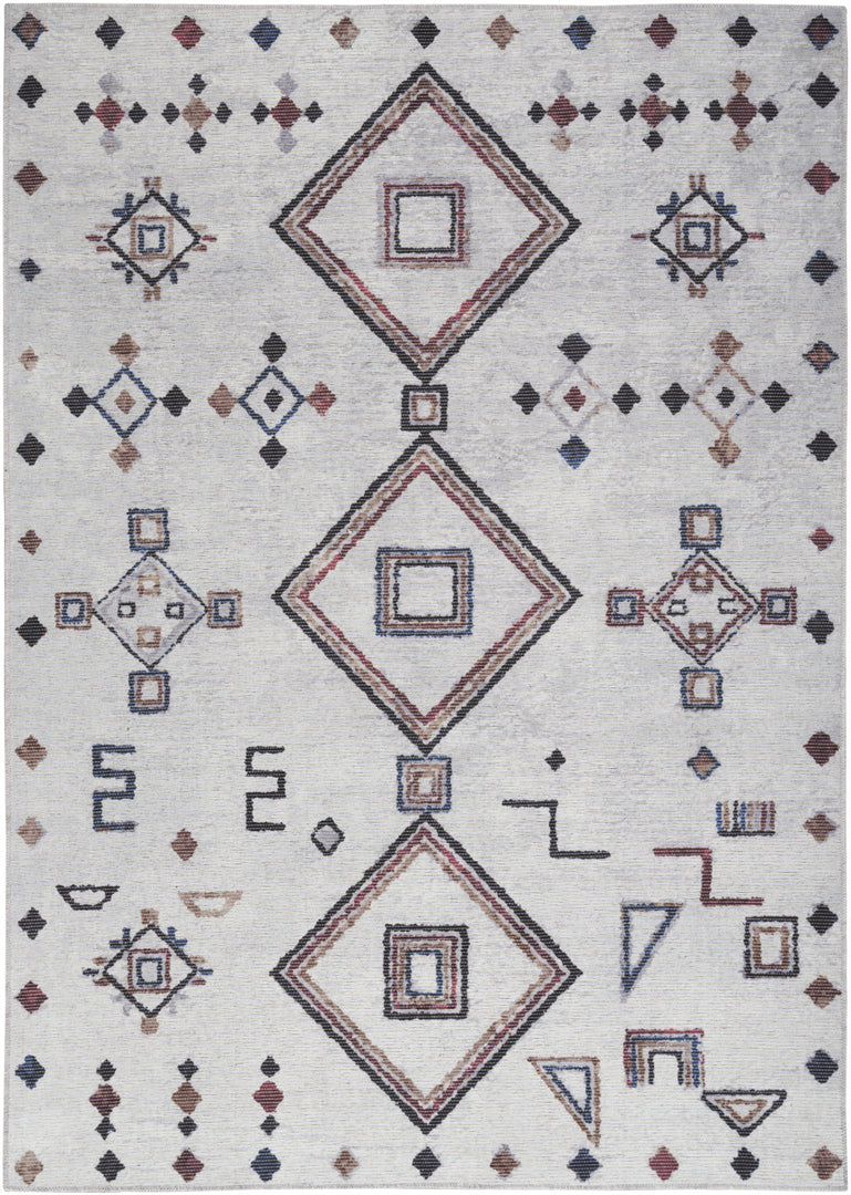 4' X 6' Ivory and Gray Geometric Power Loom Area Rug