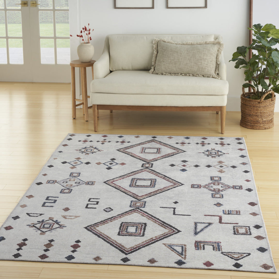 4' X 6' Ivory and Gray Geometric Power Loom Area Rug