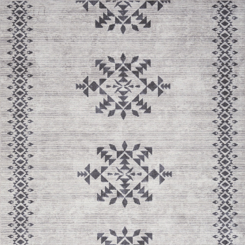 4' X 6' Ivory and Gray Geometric Power Loom Area Rug