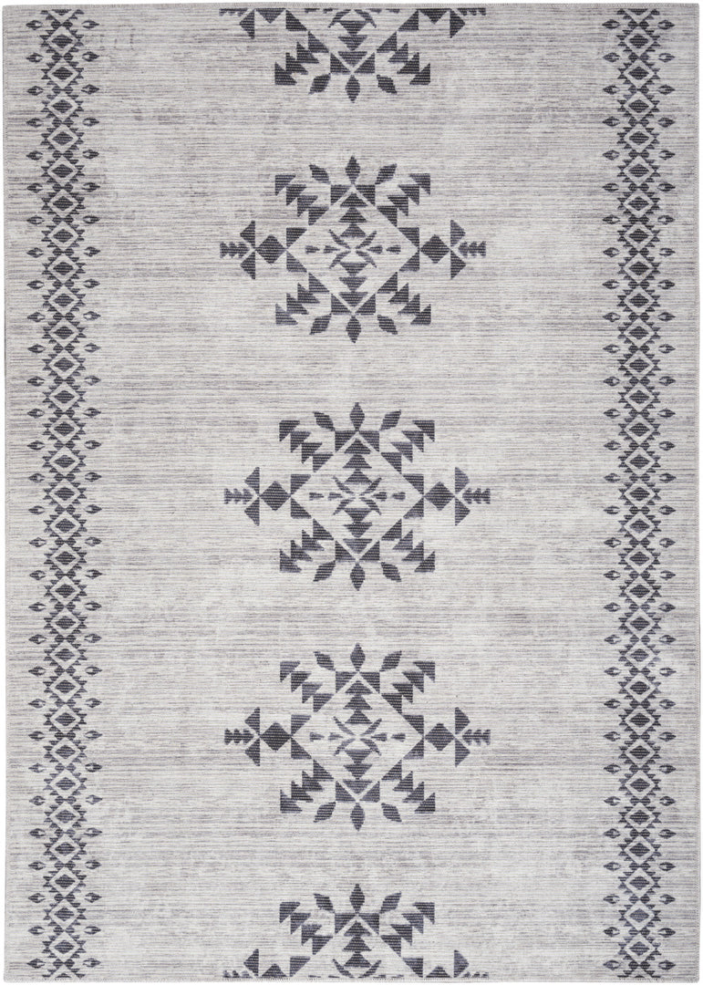 4' X 6' Ivory and Gray Geometric Power Loom Area Rug