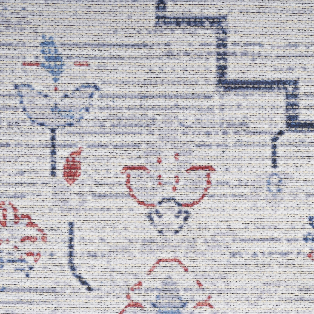 4' X 6' Ivory and Blue Floral Power Loom Area Rug