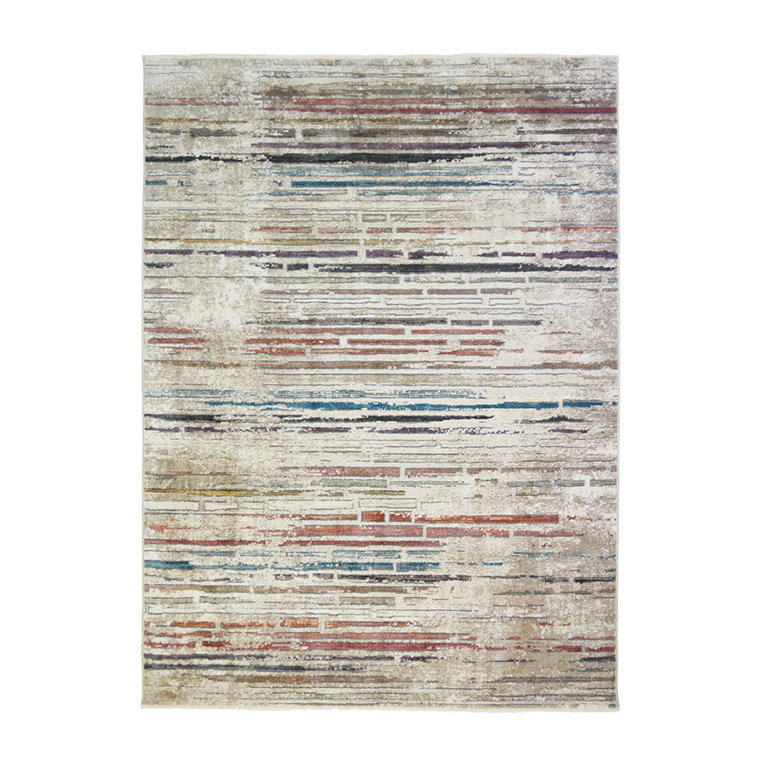 2' X 3' Beige Geometric Distressed Area Rug With Fringe