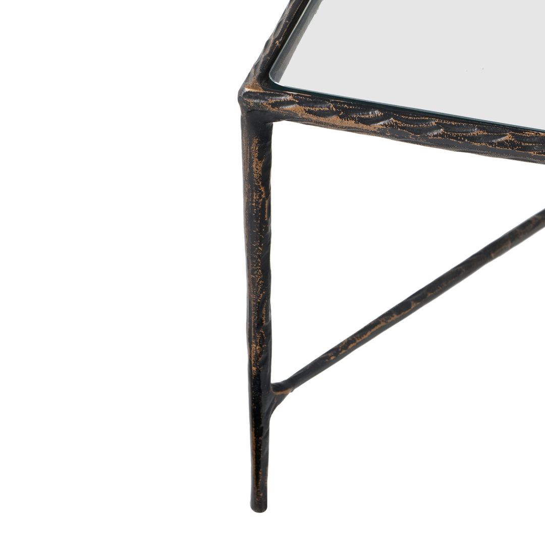 28-Inch Clear and Brown Glass Aluminum Coffee Table