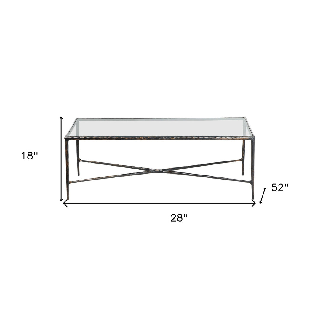 28-Inch Clear and Brown Glass Aluminum Coffee Table