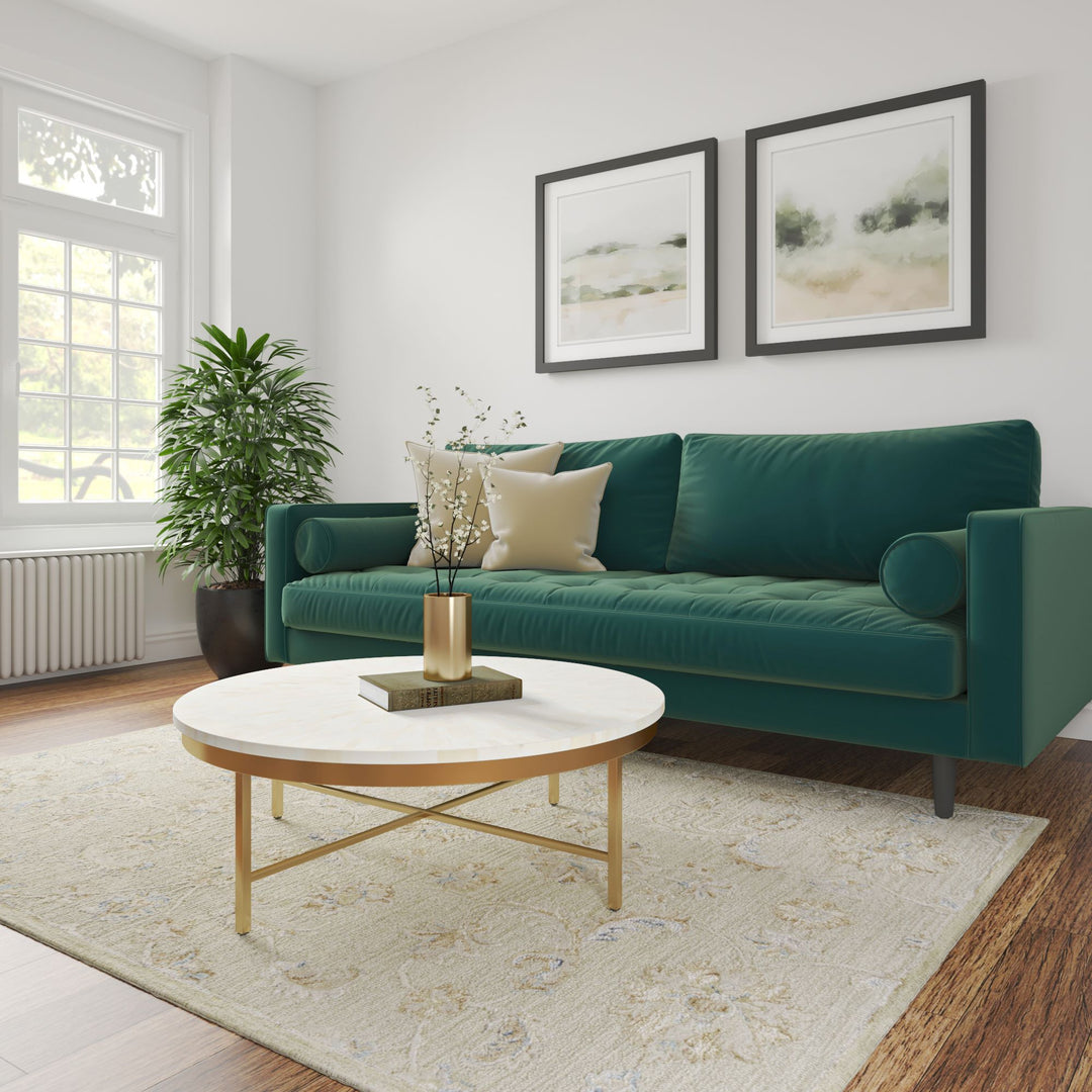 18-Inch Ivory and Gold Round Coffee Table