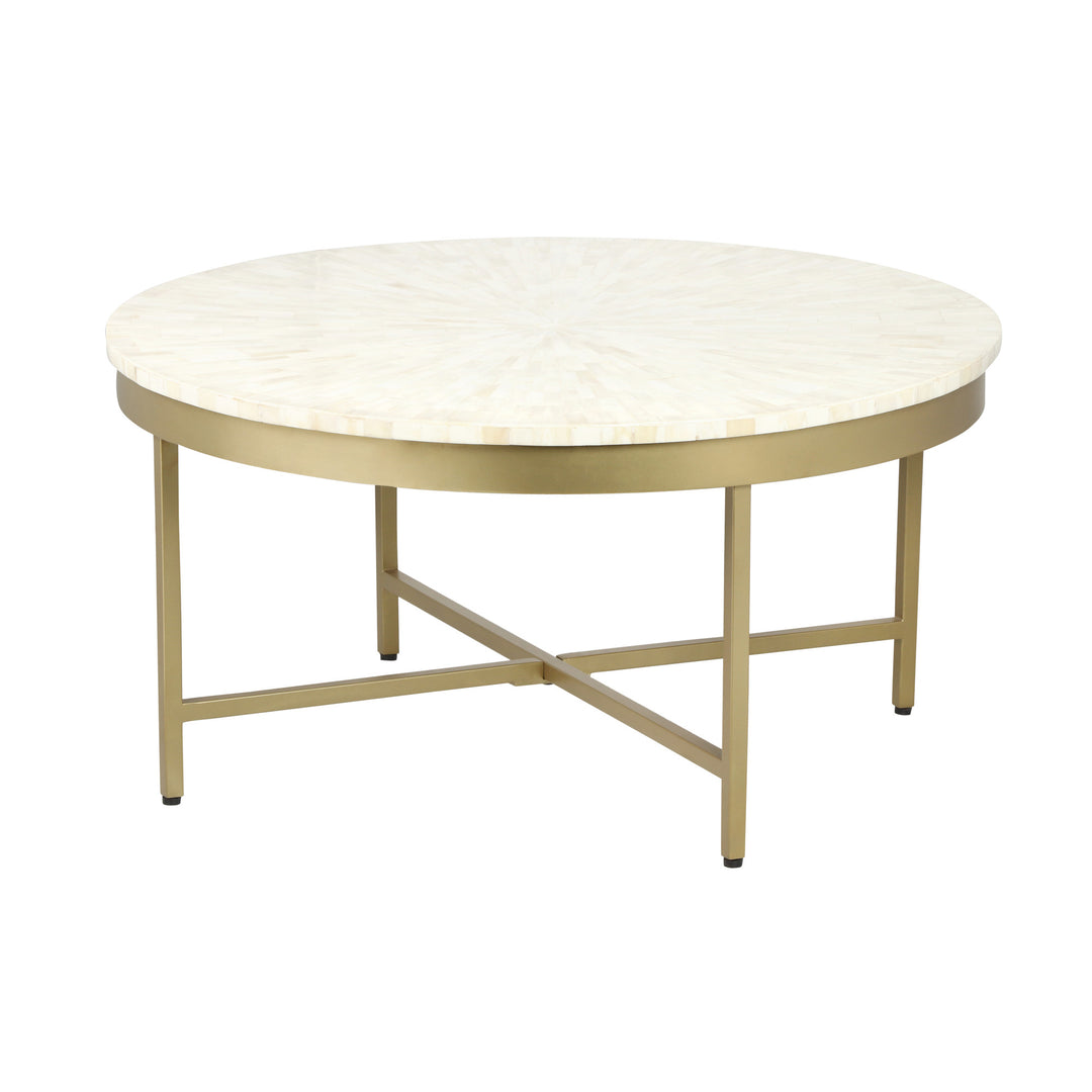 18-Inch Ivory and Gold Round Coffee Table