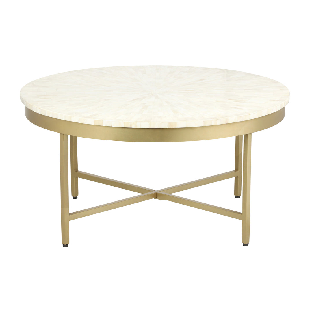 18-Inch Ivory and Gold Round Coffee Table