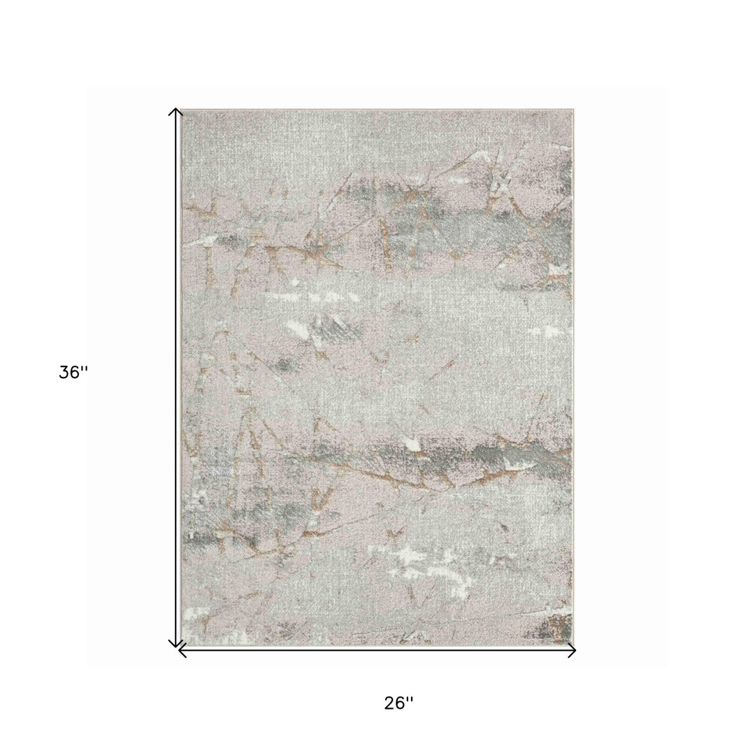 2' X 3' Beige and Gray Abstract Area Rug