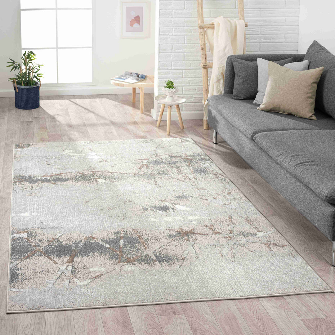 2' X 3' Beige and Gray Abstract Area Rug