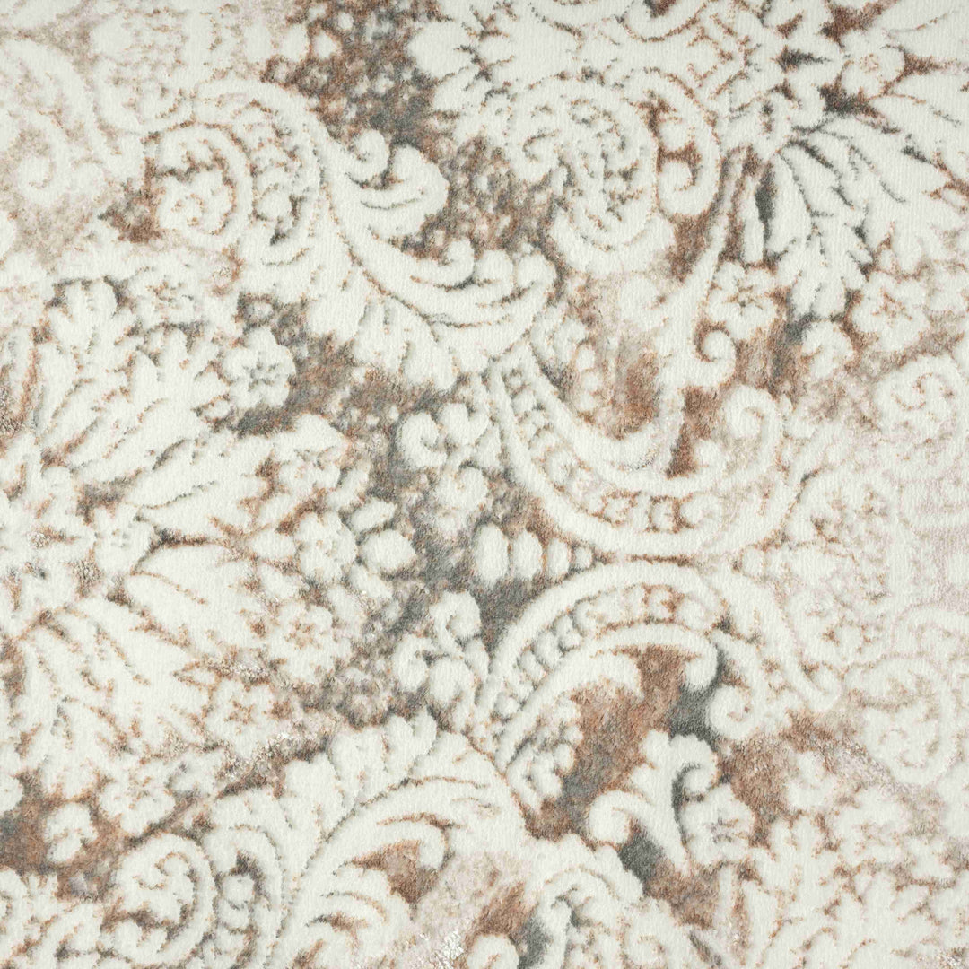 2' X 3' Beige and Ivory Damask Area Rug