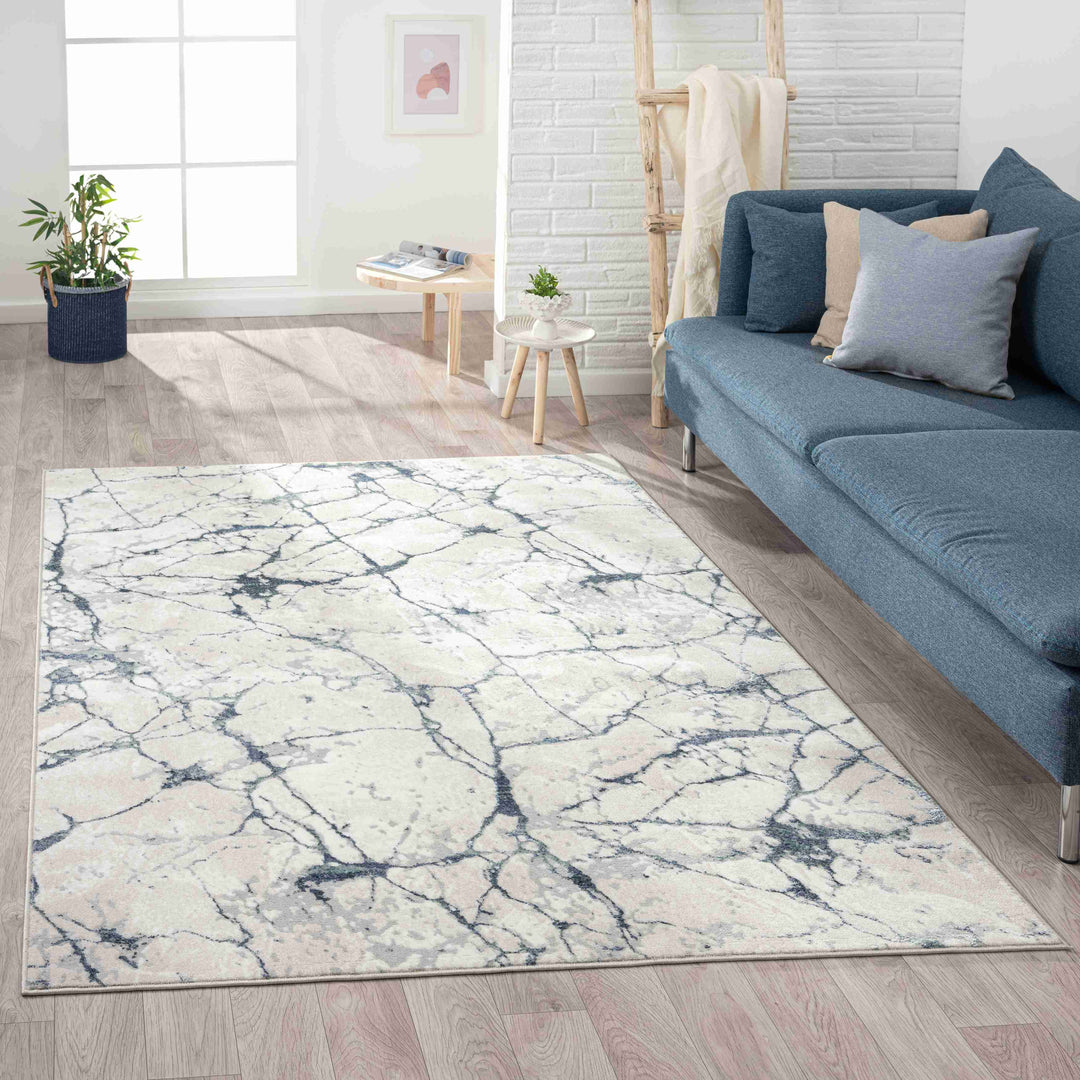 2' X 3' Blue and Gray Abstract Area Rug