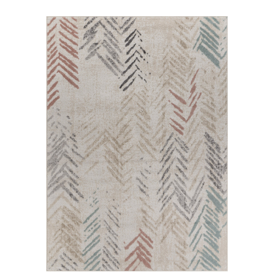 2' X 3' Beige and Ivory Abstract Area Rug