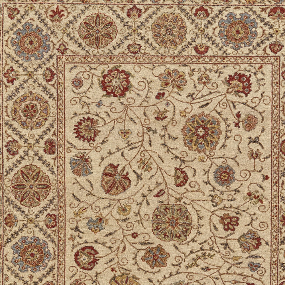 2' X 3' Tan and Red Wool Oriental Hand Knotted Area Rug