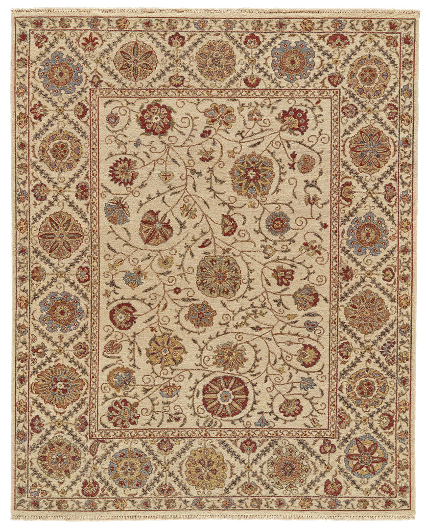 2' X 3' Tan and Red Wool Oriental Hand Knotted Area Rug