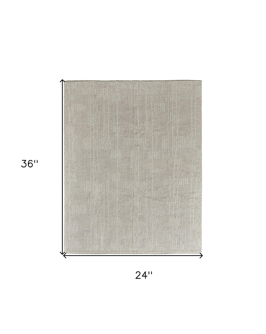 4' X 6' Tan and Ivory Wool Hand Knotted Area Rug