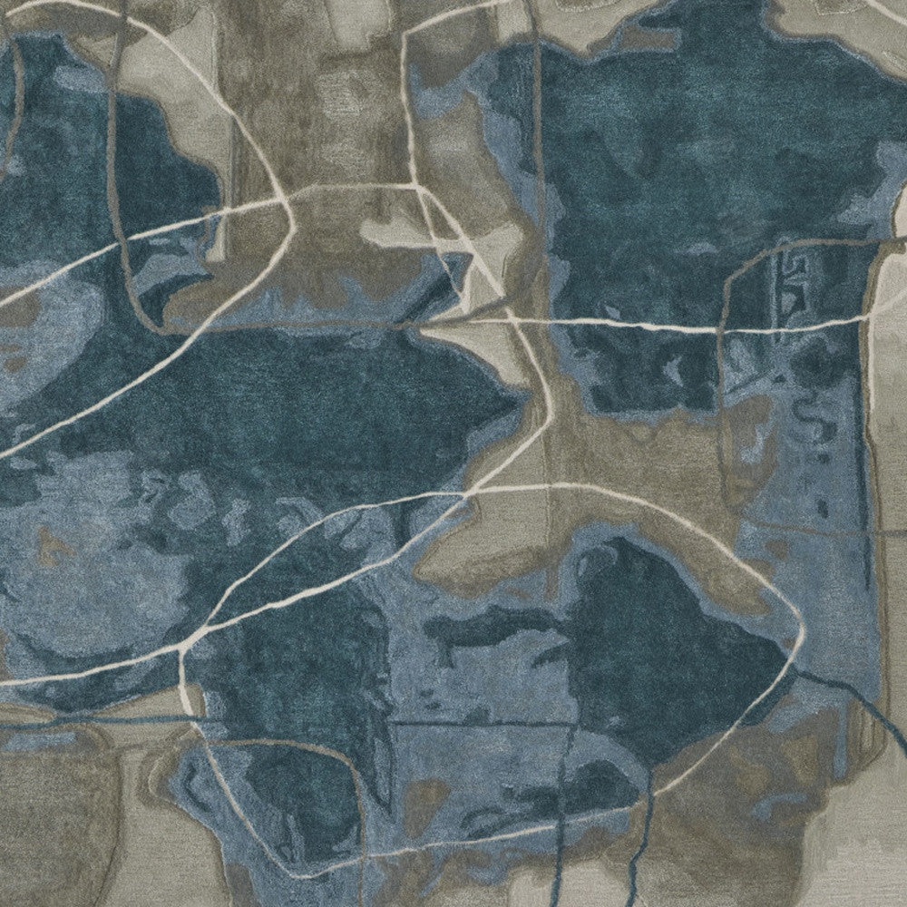 4' X 6' Blue and Gray Abstract Hand Tufted Area Rug