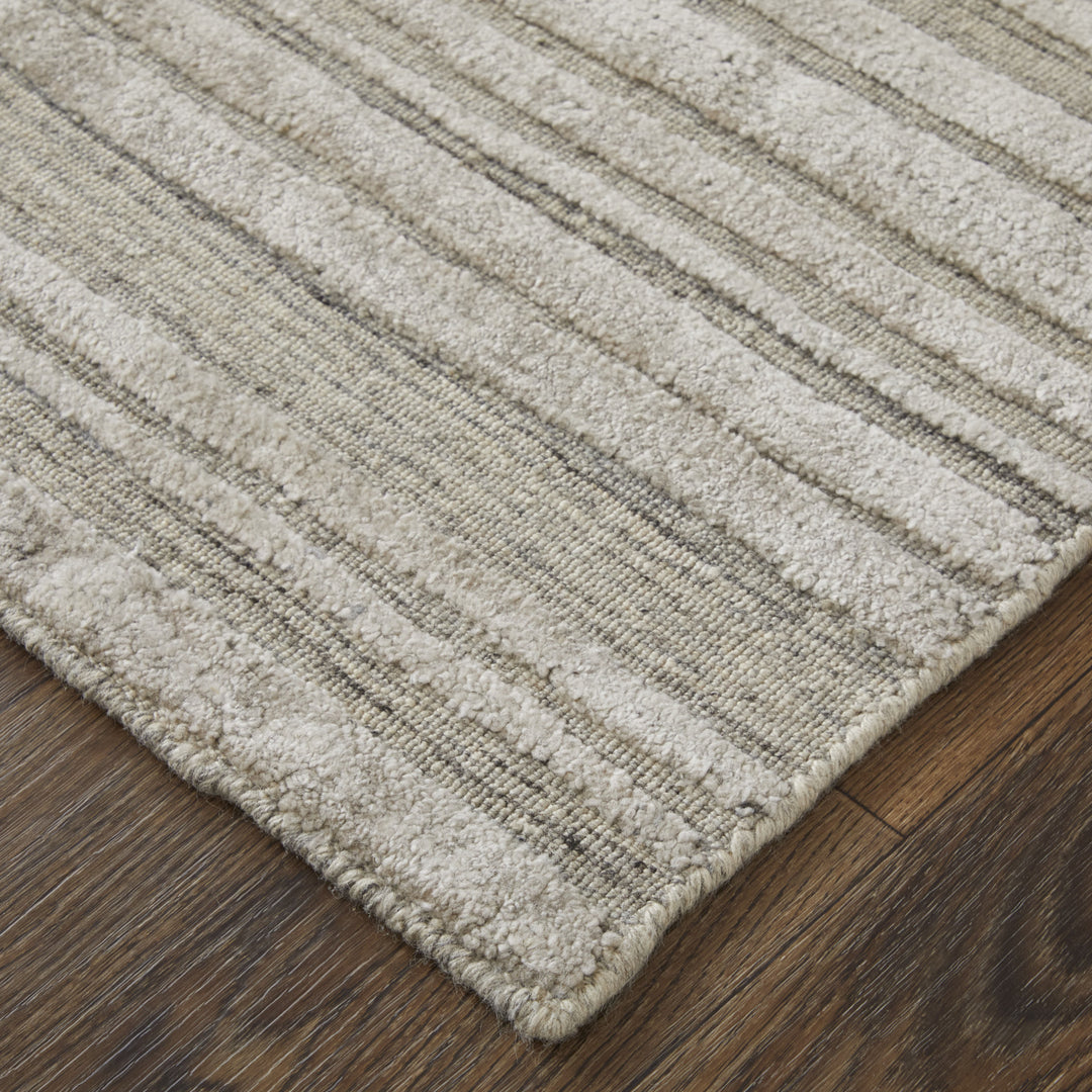 9' X 12' Tan and Blue Abstract Hand Woven Worn Faded Area Rug