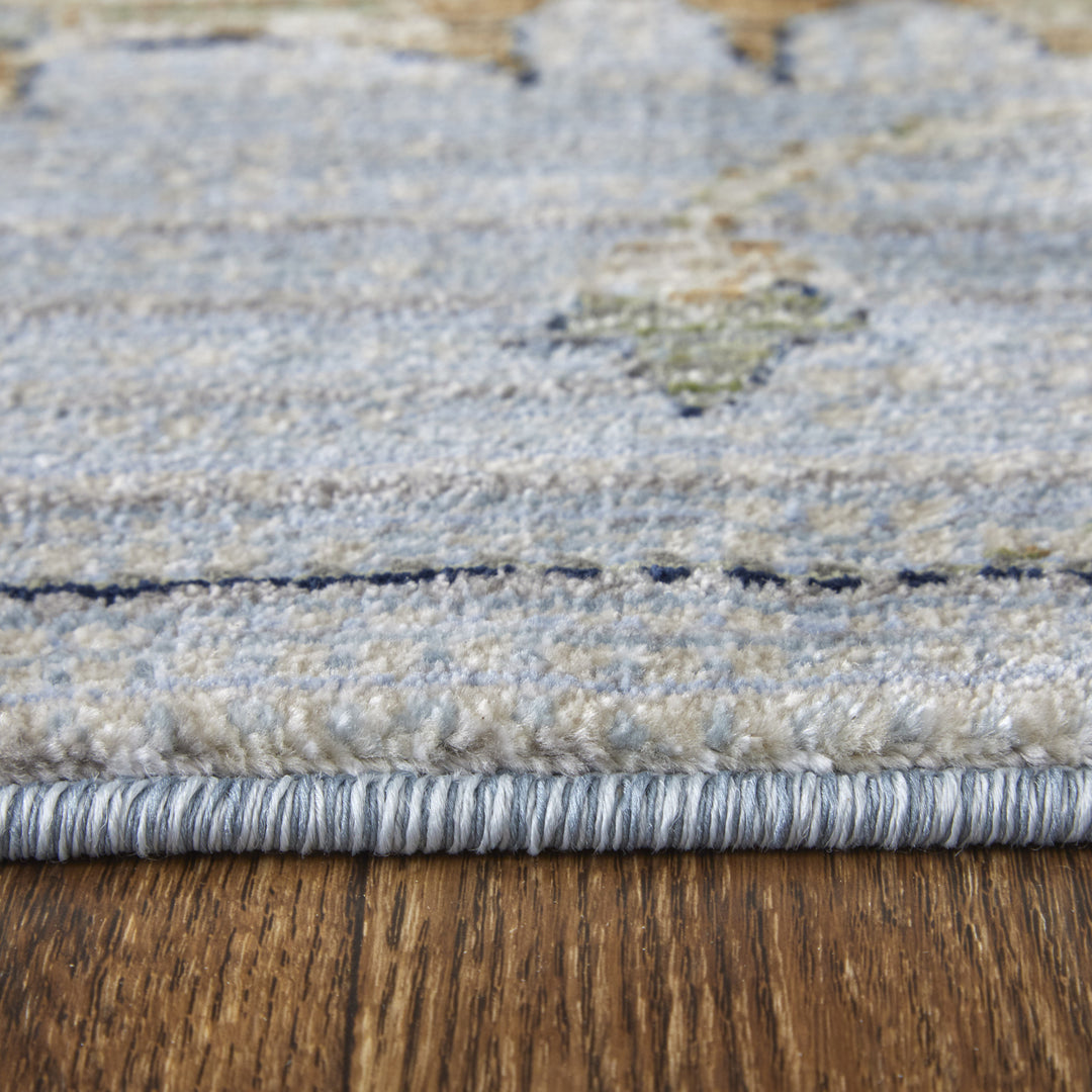 5' X 8' Gray Blue and Green Floral Power Loom Area Rug