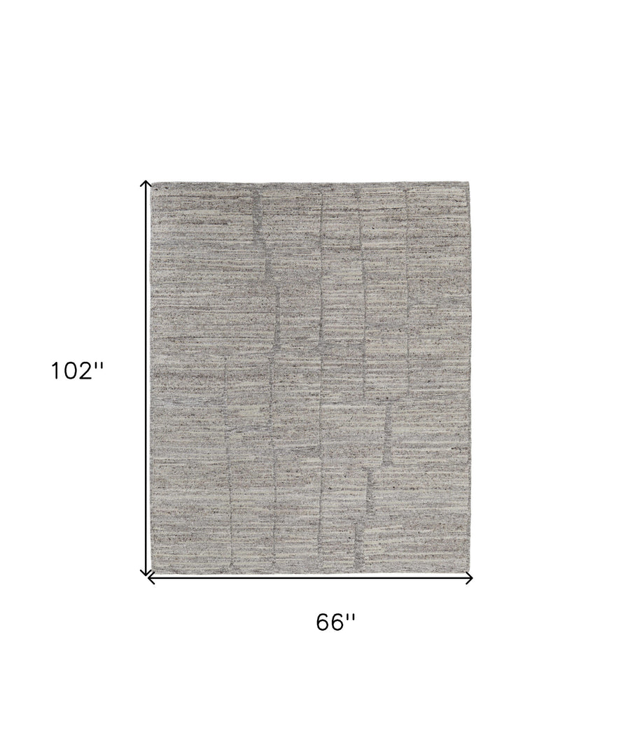 4' X 6' Taupe and Gray Abstract Hand Woven Worn Faded Area Rug