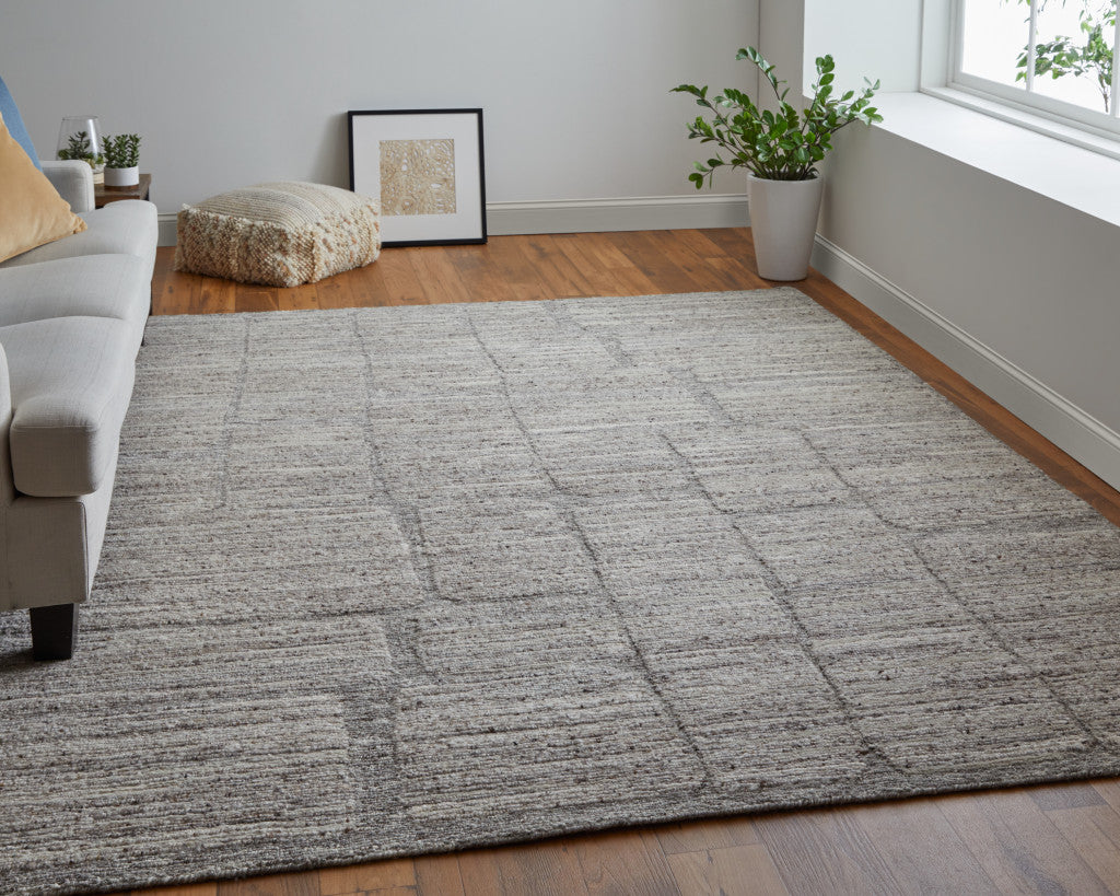 4' X 6' Taupe and Gray Abstract Hand Woven Worn Faded Area Rug