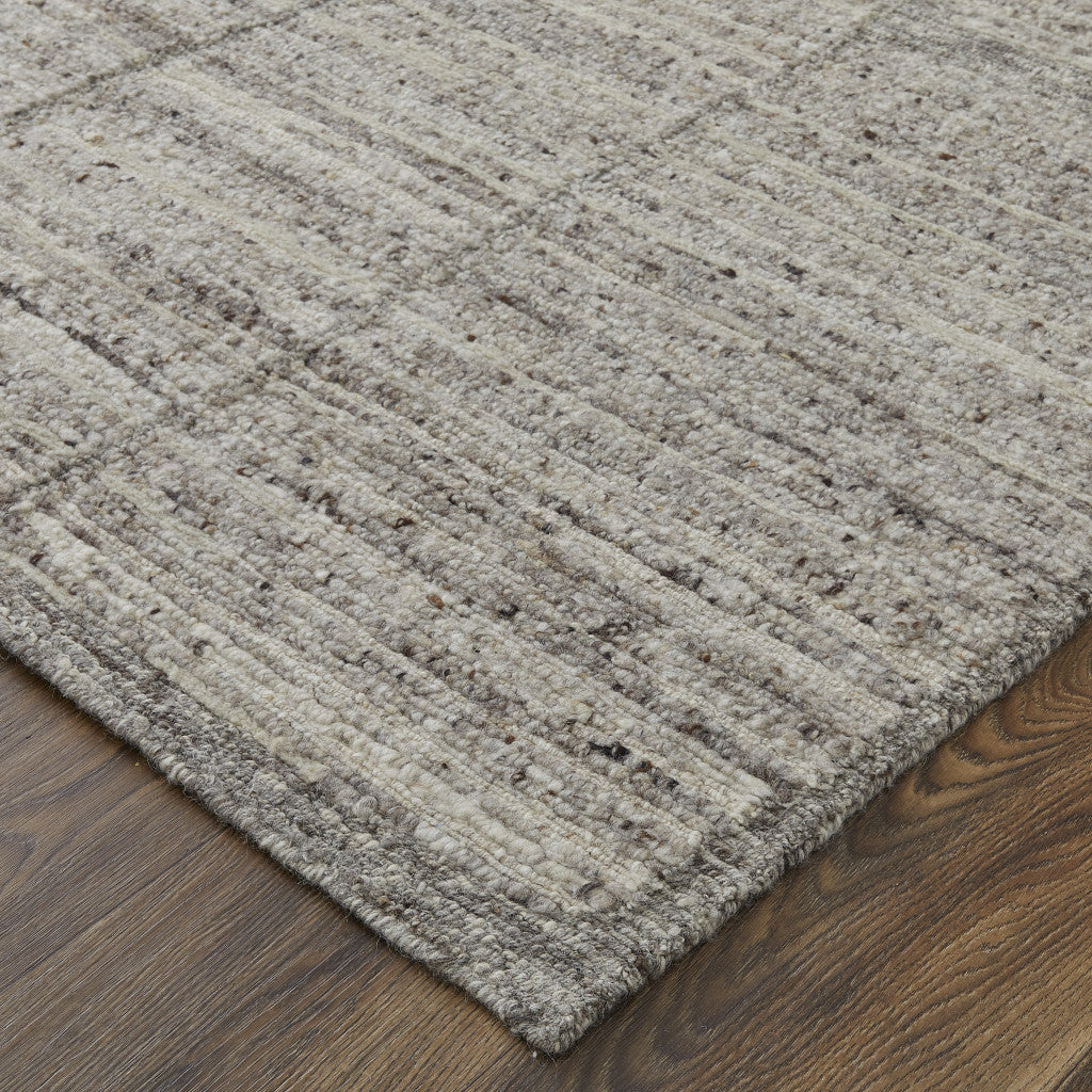 4' X 6' Taupe and Gray Abstract Hand Woven Worn Faded Area Rug