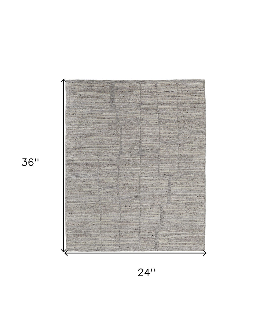 4' X 6' Taupe and Gray Abstract Hand Woven Worn Faded Area Rug