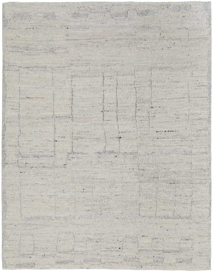 4' X 6' Gray and Ivory Abstract Hand Woven Worn Faded Area Rug